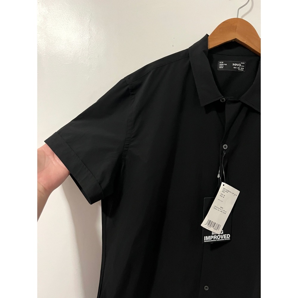 MNG Improved Mens Black Short Sleeve Button Up Thermoregulator Shirt - Picture 5 of 8